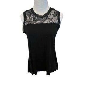 Elegant Black Lace Sleeveless Top - Size
